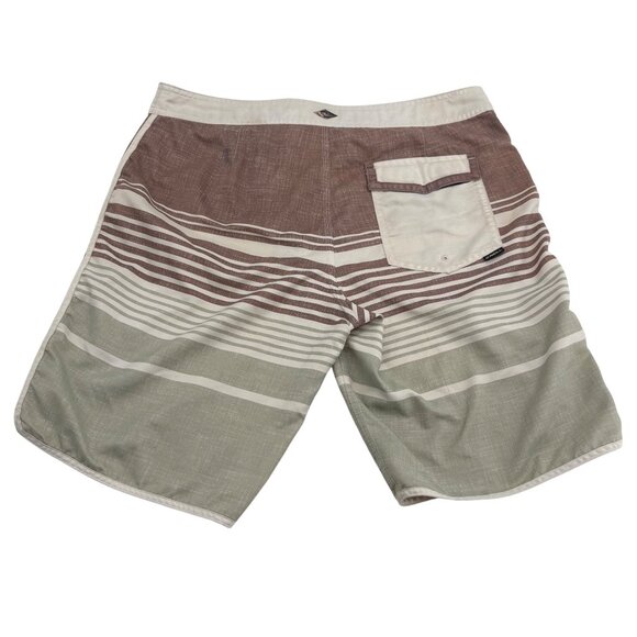O'Neill Men's Board Shorts Size 32 Stripe Pattern Tan Gray - Picture 4 of 4